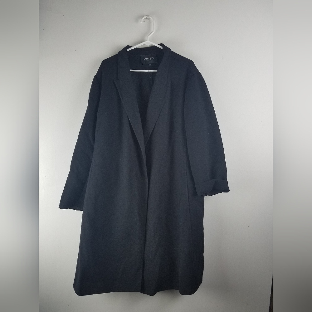Lafayette 148 Trench Coat Women 3X Black Wool Classy‎ Chic Sophisticated 22W